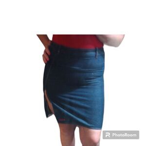 Gizbo  high thigh split denim skirt